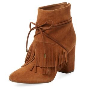 Marabelle Suede Bacio Fringed Moccasin Bootie